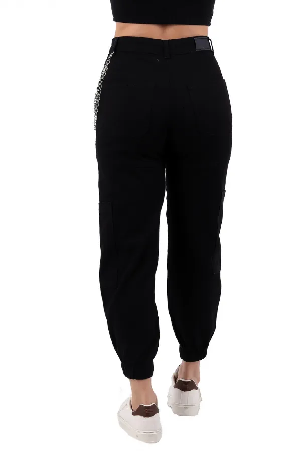 Parçalı Yanı Zincirli Pantolon 1704-07-(S-XL-6) Parçalı Yanı Zincirli Pantolon 1704-07-(S-XL-6)