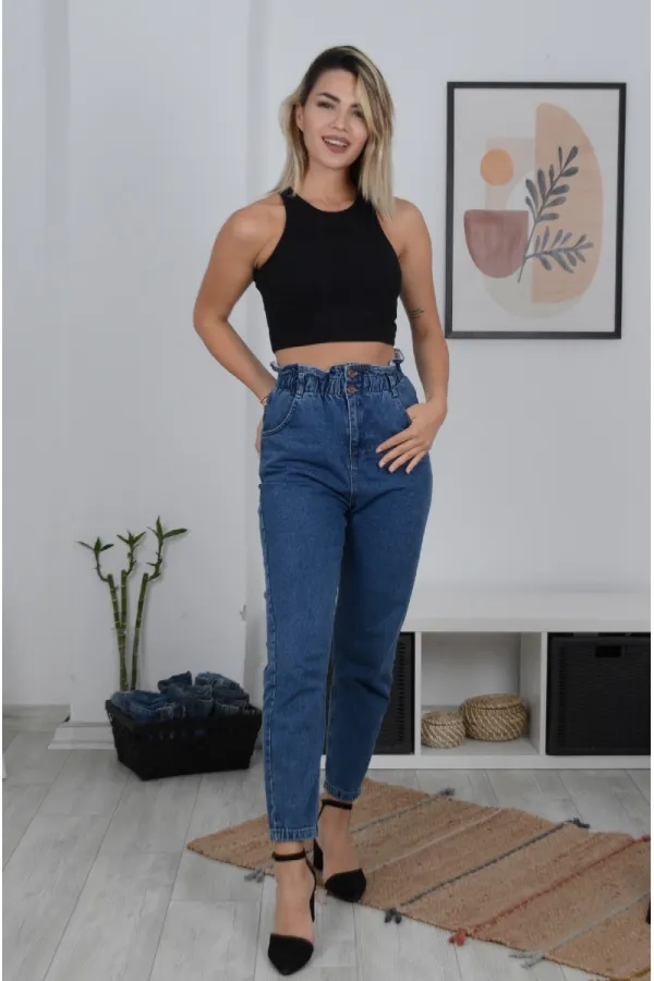 Beli Lastikli Kot Pantolon 759-27-(27-32) Beli Lastikli Kot Pantolon 759-27-(27-32)