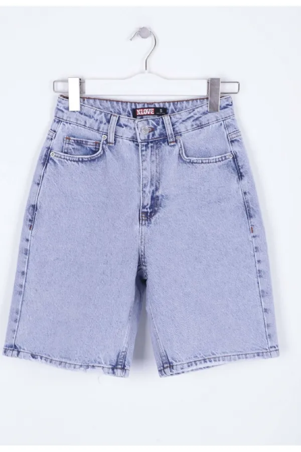 Mid Length Denim Short 2001-08-(S-XL-6) Snow Light Blue