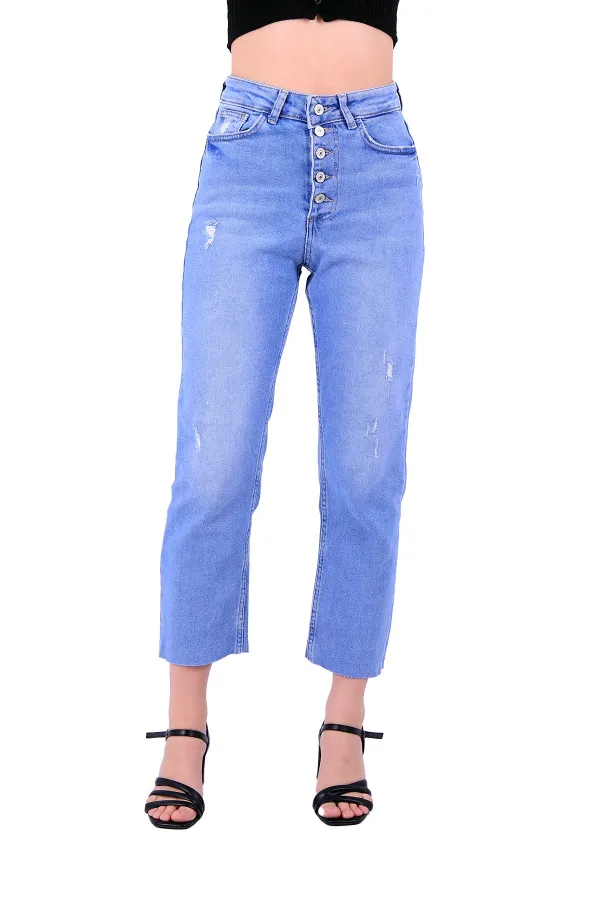 5 Düğmeli Mom Fit Kot Pantolon  745-15-(26-31)