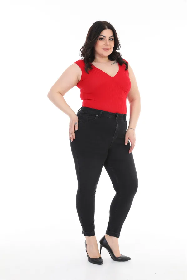 High Waisted Ankle Length Skinny Jean  815-03-(30-36) Anthracite Denim