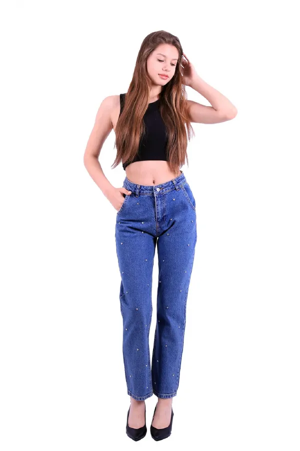 Yüksek Bellı Mom Kot Pantolon 800-27-(27-32) Yüksek Bellı Mom Kot Pantolon 800-27-(27-32)