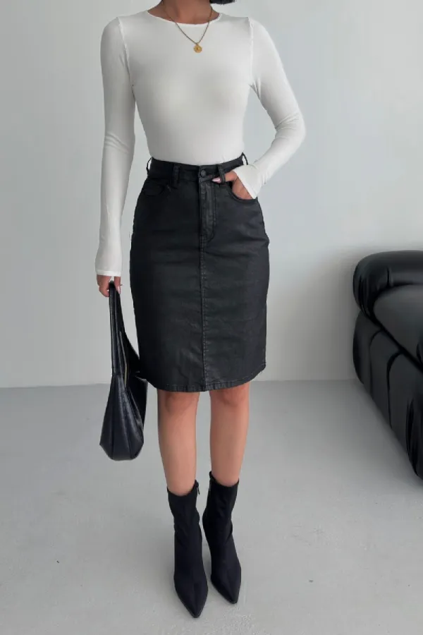 Mid Length Denim Short 1074-07-(36-42-6) Black