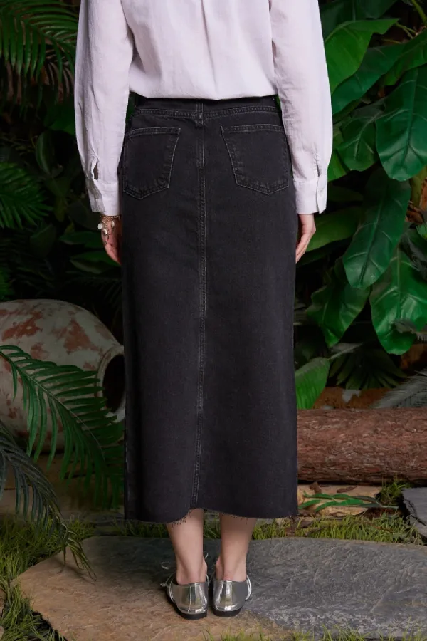 Taşlı Yırtmaçlı Kot Etek 1071-23-(S-XL-6) Taşlı Yırtmaçlı Kot Etek 1071-23-(S-XL-6)