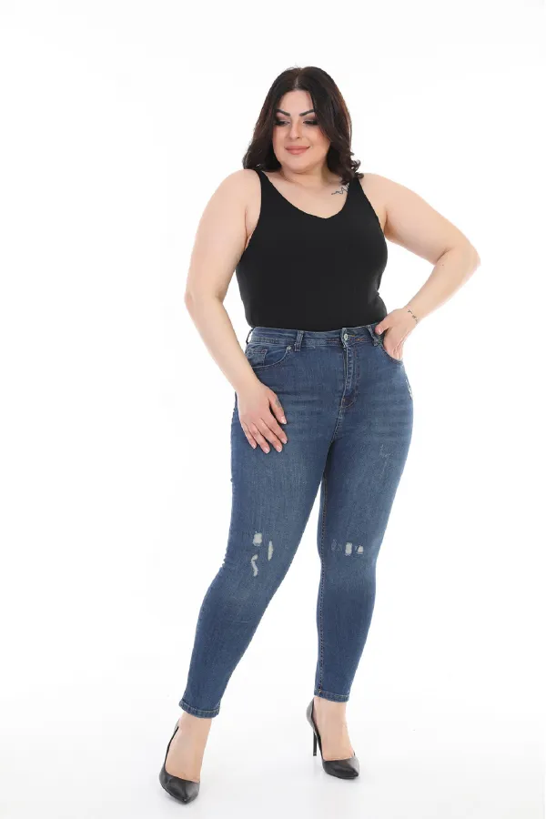 Lazer Yırtıklı Kot Pantolon  526-01-(48-54)