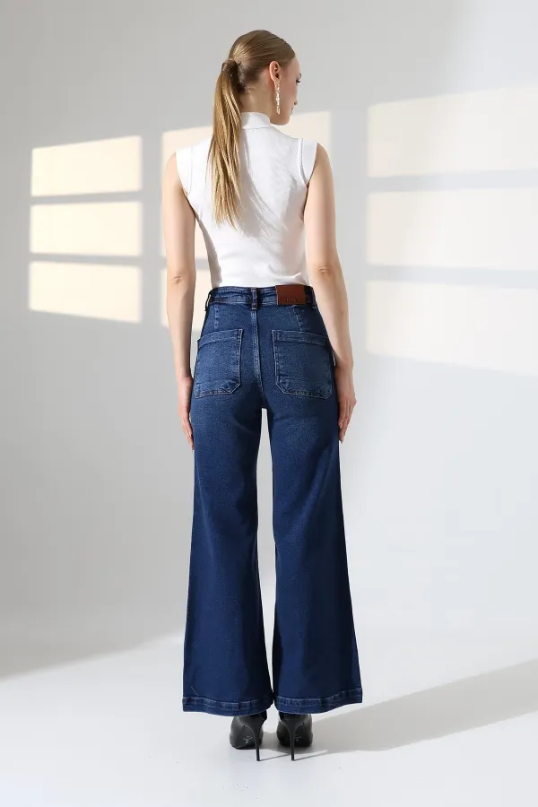 Front Pocket Detailed Jean  7079-01-(26-29-4) Dark Blue Denim