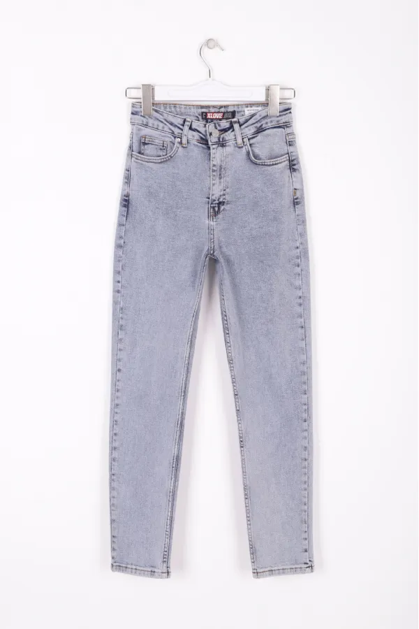 High Waisted Comfort Slim Ankle Length Jean  896-08-(30-36) Snow Light Blue