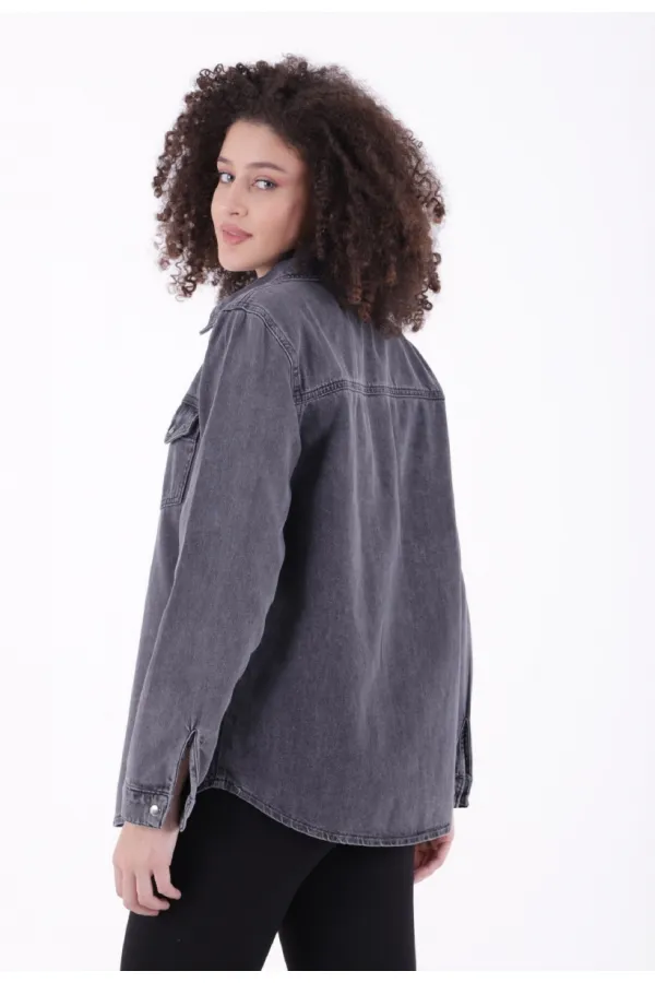 Çıtçıtlı Kot Gömlek  6013-23-(S-XL-6)