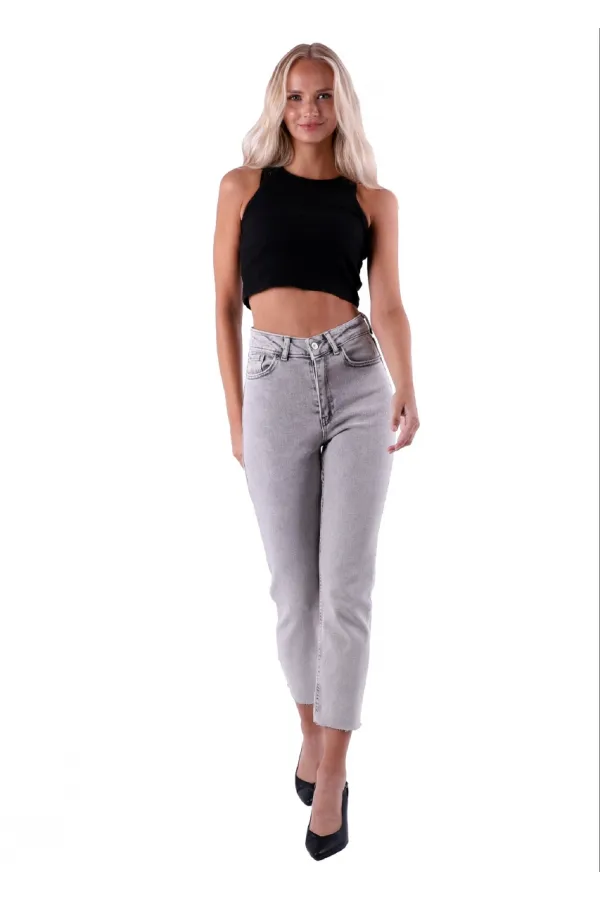 Dikişsiz Paça Mom Fit Kot Pantolon  764-32-(26-31)