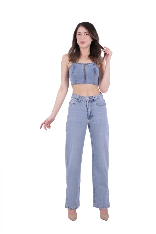 Paçası Yırtmaçlı Boru Paça Relax Kot Pantolon 931-15-(27-32) Paçası Yırtmaçlı Boru Paça Relax Kot Pantolon 931-15-(27-32)