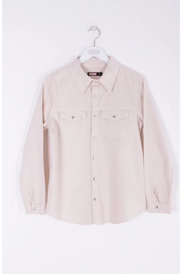 Çıtçıtlı Kot Gömlek  6013-65-(S-XL)