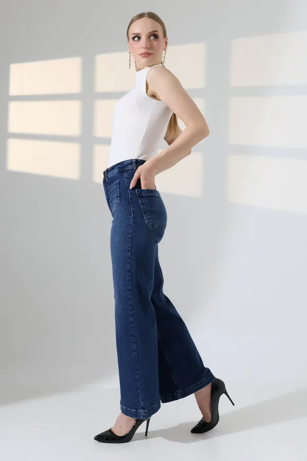 Front Pocket Detailed Jean  7079-01-(26-29-4) Dark Blue Denim