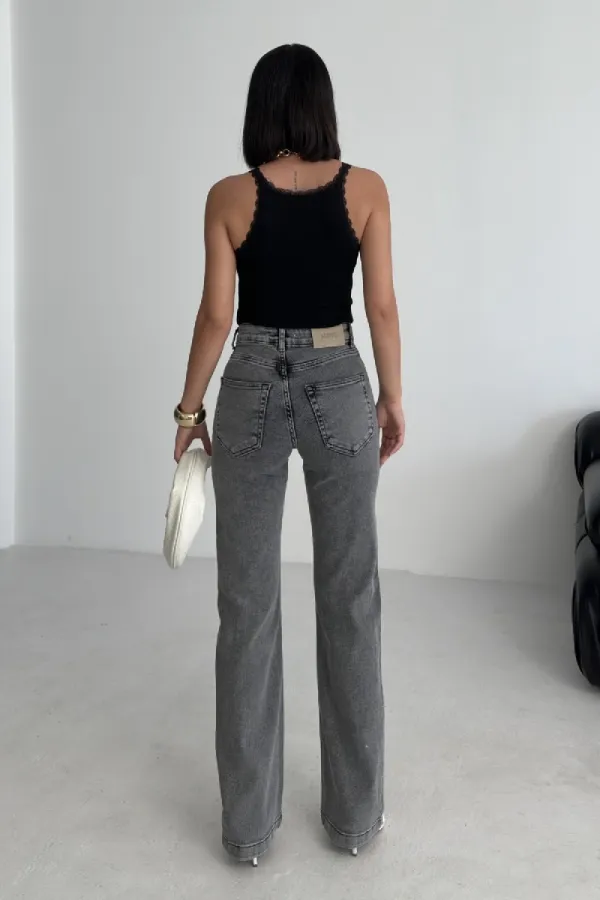 Dikişli Paça Relax Kot Pantolon 7026-40-(26-31)