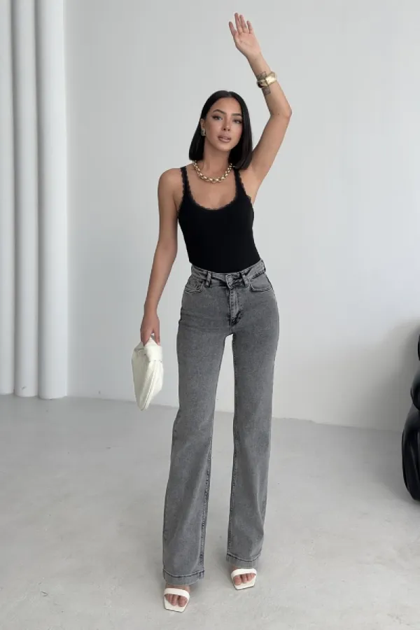 Dikişli Paça Relax Kot Pantolon 7026-40-(26-31)