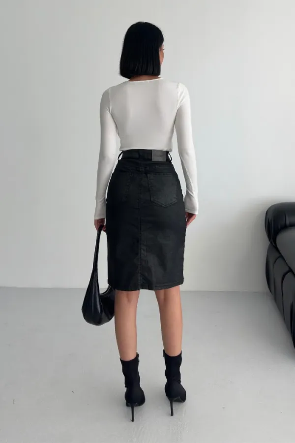 Mid Length Denim Short 1074-07-(36-42-6) Black