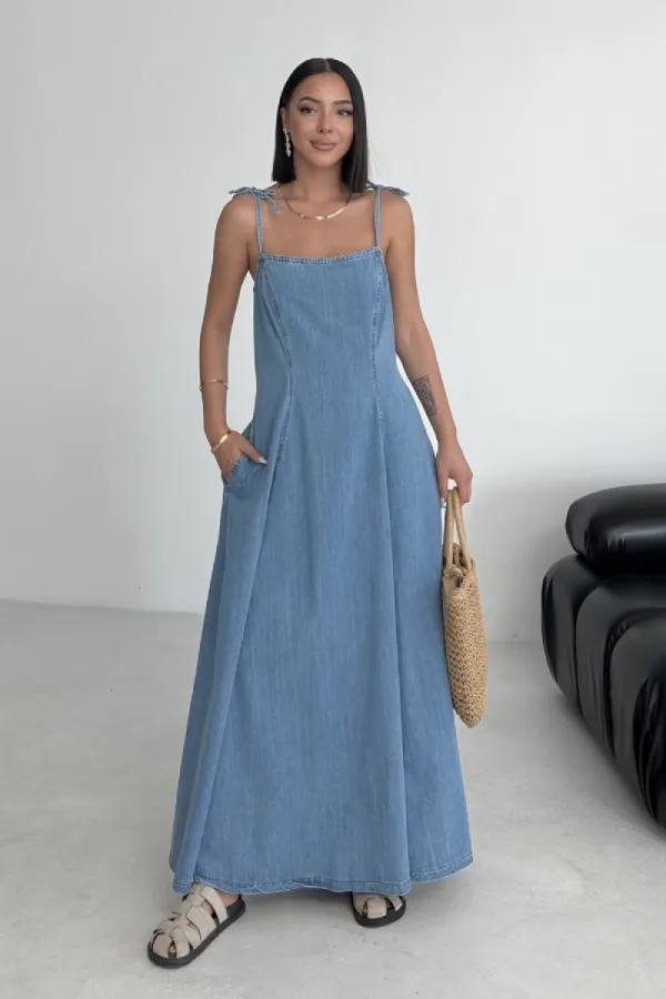 Bağcık Detaylı Volanlı Elbise 3052-25-(S-XL) Bağcık Detaylı Volanlı Elbise 3052-25-(S-XL)