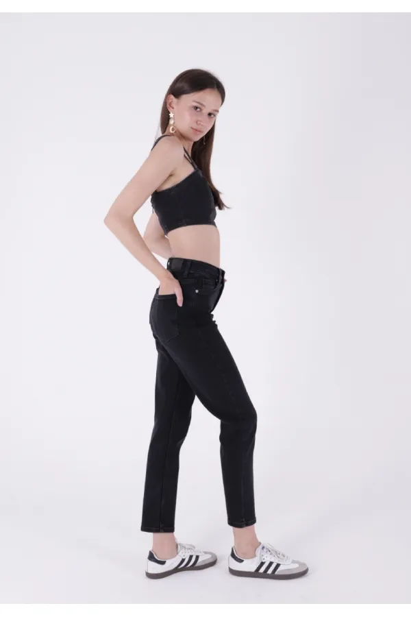 High Waisted Comfort Slim Ankle Length Jean  896-23-(32-36) Regular Anthracite