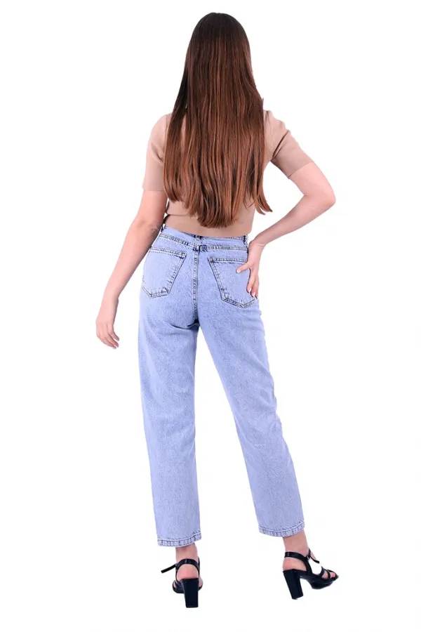 Yüksek Belli Kot Kemerli Mom Kot Pantolon  1896-08-(26-31)