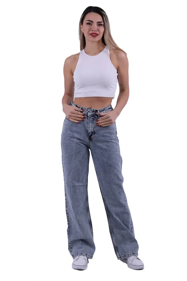 Arkası Düğme Detaylı Relax Kot Pantolon  1733-08-(27-32)