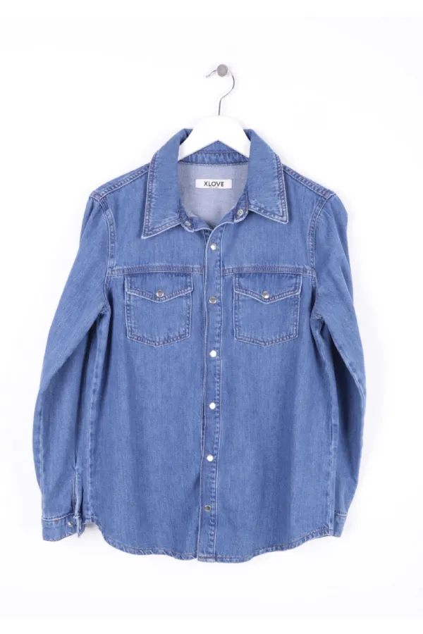 Chemise en jean à boutons-pression 6013-27-(S-XL-6) Chemise en jean à boutons-pression 6013-27-(S-XL-6)