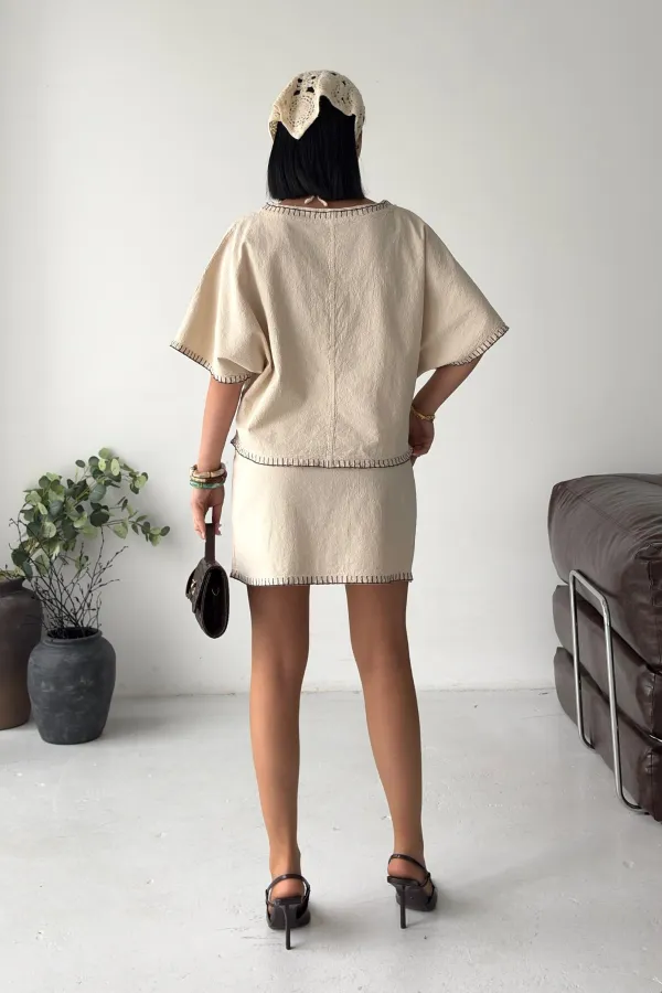 Nakışlı Oversize Bluz HS403-65-(S-L-3)