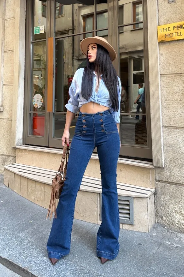 Jeans Eight Buttons in Front 7094-26-(27-32) Regular Dark Blue