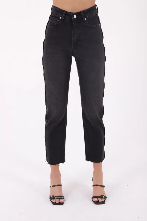 Şerit Fermuarlı Kot Pantolon 7004-03-(26-31)