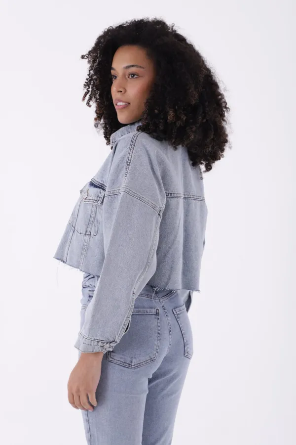 Kısa Oversize Kot Ceket 651-08-(S-L-5) Kısa Oversize Kot Ceket 651-08-(S-L-5)