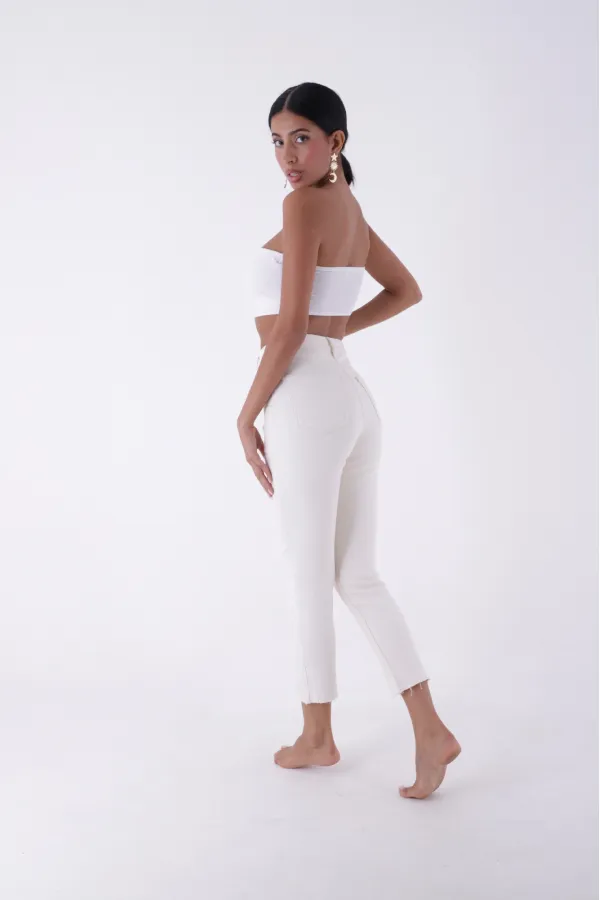 Patchwork Front Slit Trousers 1743-80-(27-32) Patchwork Front Slit Trousers 1743-80-(27-32)