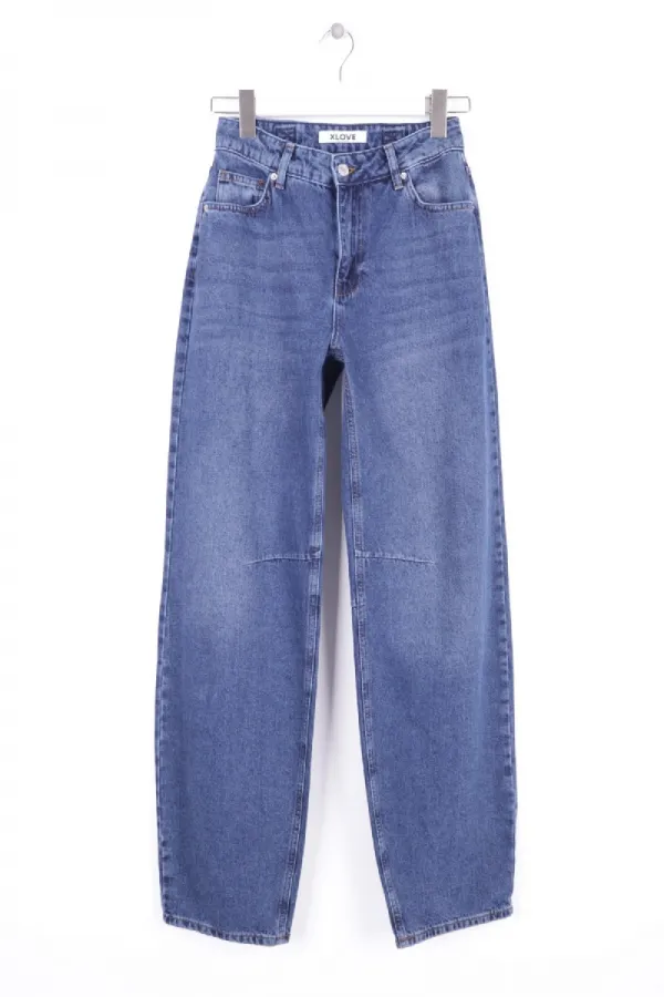 Baggy Jean with Dart Detail 7050-01-(26-29-2) Dark Blue Denim Baggy Jean with Dart Detail 7050-01-(26-29-2) Dark Blue Denim