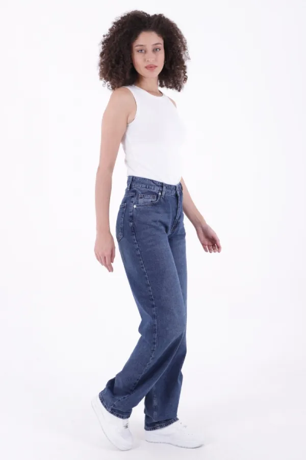 Baggy Jean with Dart Detail 7050-01-(26-29-2) Dark Blue Denim Baggy Jean with Dart Detail 7050-01-(26-29-2) Dark Blue Denim