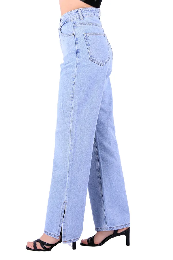 Paçası Yırtmaçlı Mom Fit Kot Pantolon  1732-42-(27-32)