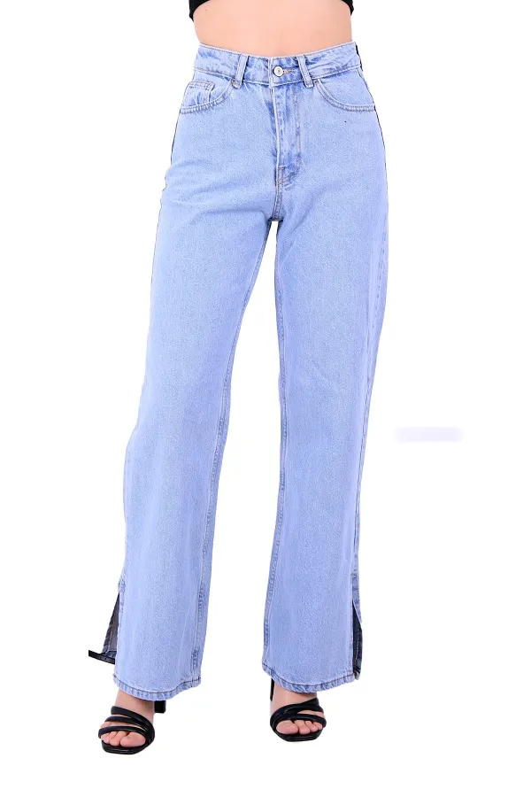 Paçası Yırtmaçlı Mom Fit Kot Pantolon  1732-42-(27-32)