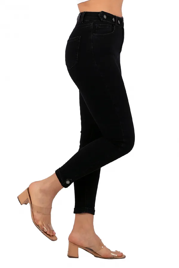 Kemerli Düğmeli Kot Pantolon 754-23-(26-31) Kemerli Düğmeli Kot Pantolon 754-23-(26-31)