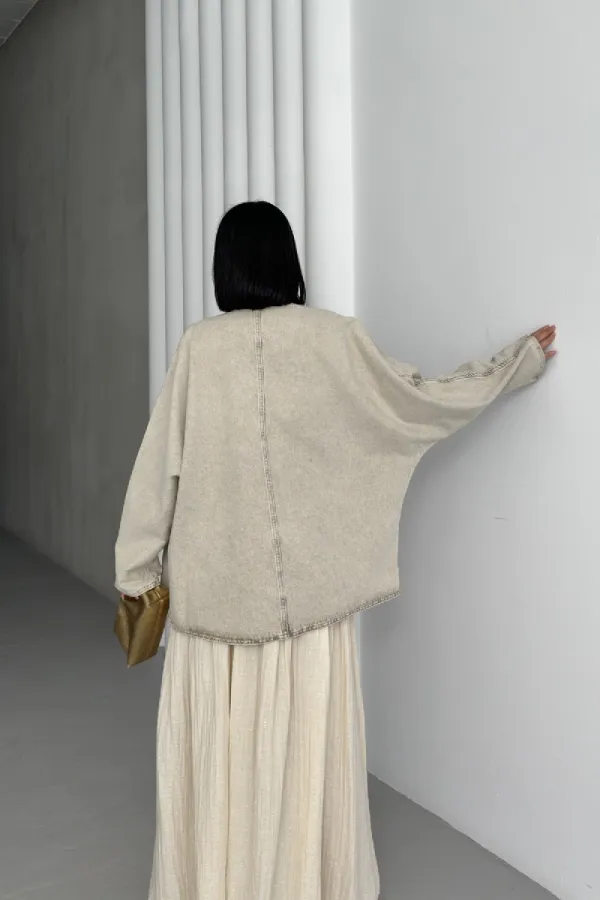 Oversize Yarasa Kollu Kot Ceket 6059-79-(STD-4)