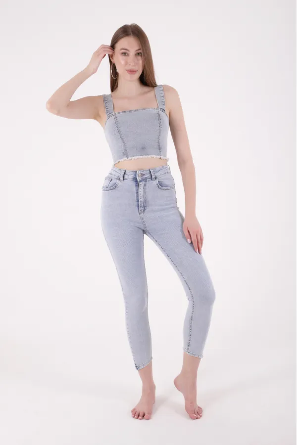 Asimetrik Paçalı Kot Pantolon 935-08-(26-31) Asimetrik Paçalı Kot Pantolon 935-08-(26-31)