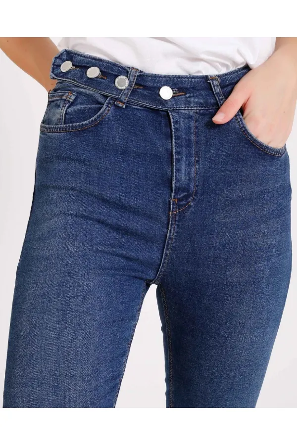 Kemerli Düğmeli Kot Pantolon 754-01-(28-33) Kemerli Düğmeli Kot Pantolon 754-01-(28-33)