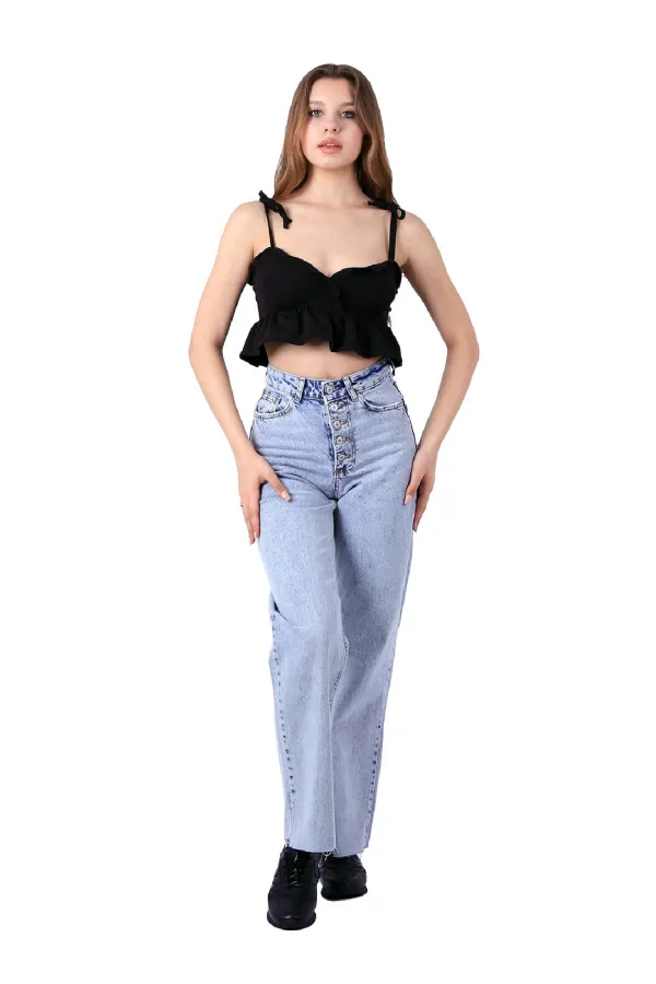 Dikişsiz Paça Beş Düğmali Relax Kot Pantolon 917-08-(27-32) Dikişsiz Paça Beş Düğmali Relax Kot Pantolon 917-08-(27-32)