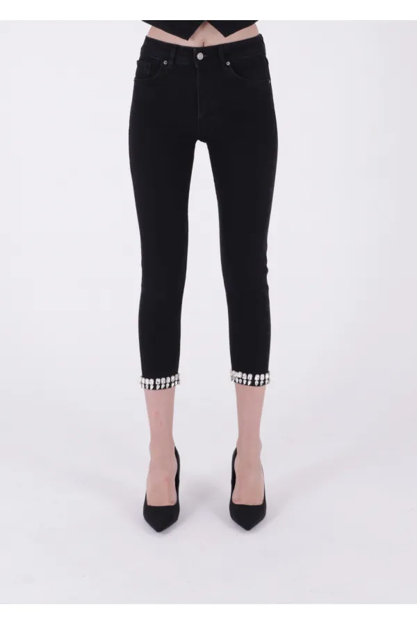 Paçası Taşlı Skinny Kot Pantolon 7037-23-(28-33) Paçası Taşlı Skinny Kot Pantolon 7037-23-(28-33)