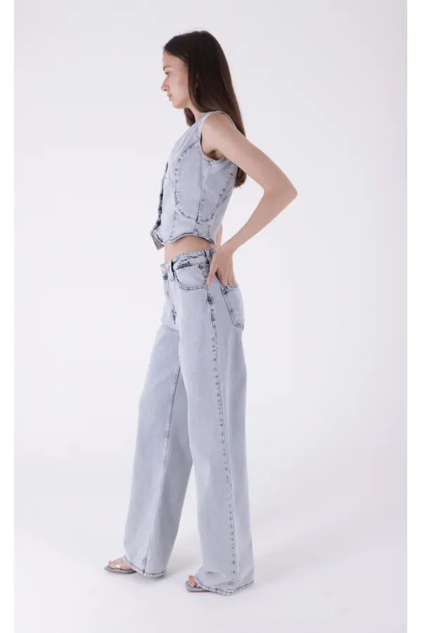 Bol Paça Baggy Relax Kot Pantolon  7031-08-(28-33)