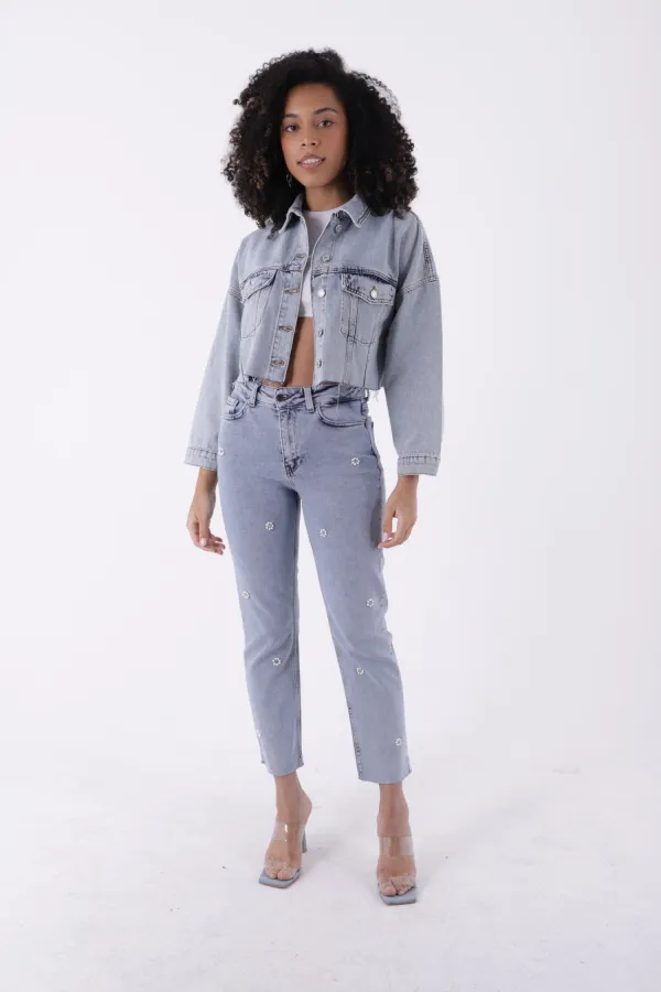 Kısa Oversize Kot Ceket 651-08-(S-L-5) Kısa Oversize Kot Ceket 651-08-(S-L-5)