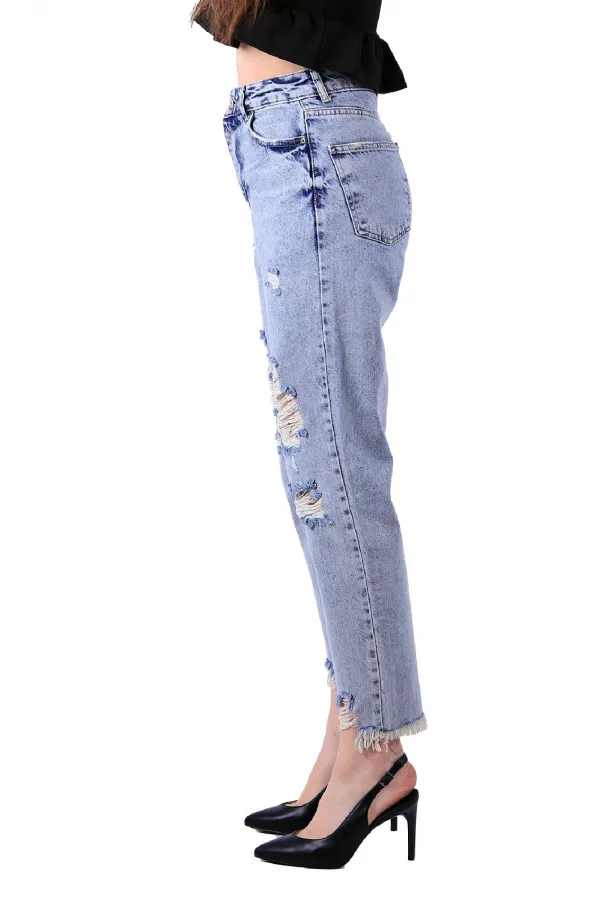 Ripped Mom Fit Jean 743-42-(26-31) Ice Blue - Tinted Ripped Mom Fit Jean 743-42-(26-31) Ice Blue - Tinted