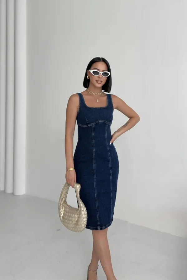 Askılı Fermuarlı Midi Elbise 3051-26-(S-XL)