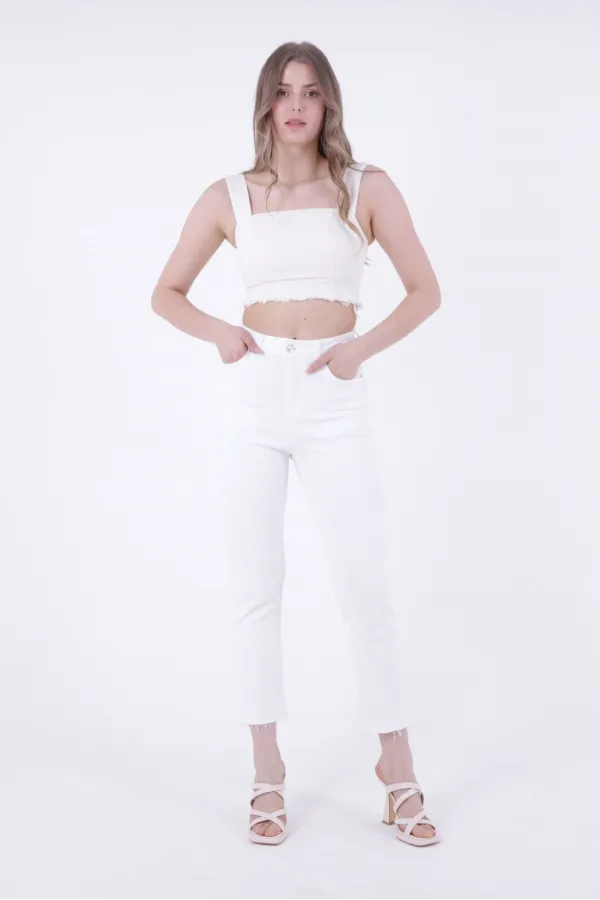 Dikişsiz Paça Mom Fit Kot Pantolon  764-50-(27-32)