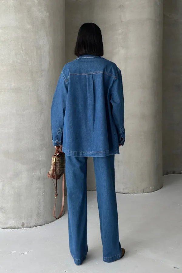 Denim Shirt with Pockets 6097-26-(S+L+3) Regular Dark Blue