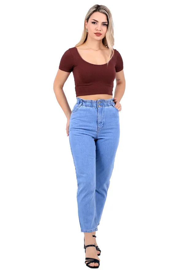 Elasticated Waist Jean 759-15-(27-32) Light Blue Denim Elasticated Waist Jean 759-15-(27-32) Light Blue Denim