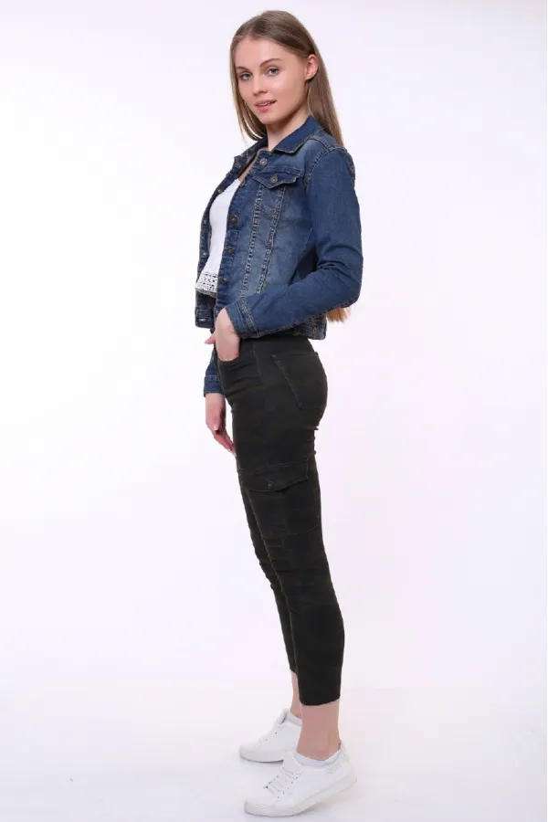 Classic Short Denim Jacket with Collar 640-02-(S-XL) Dark Tinted Denim Classic Short Denim Jacket with Collar 640-02-(S-XL) Dark Tinted Denim