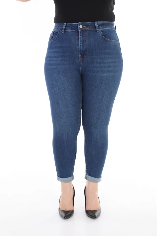 Duble Paça Skinny Kısa Boy Kot Pantolon  820-01-(30-36)
