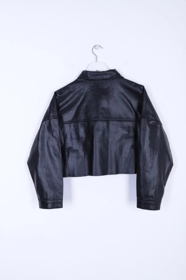 Short Oversize Denim Jacket 651-46-(XS-XL-8) Coated Black Short Oversize Denim Jacket 651-46-(XS-XL-8) Coated Black