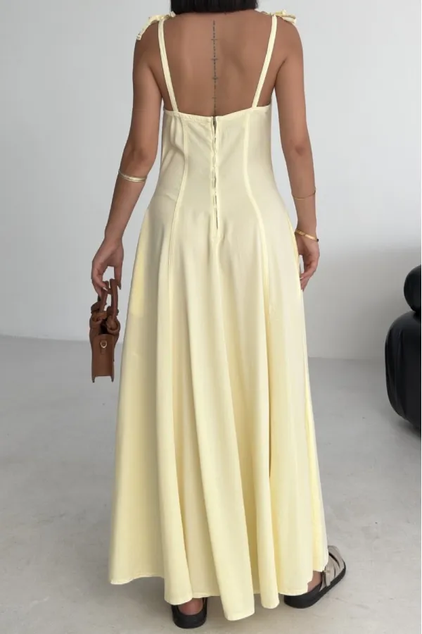 Bağcık Detaylı Volanlı Elbise 3052-93-(S-XL) Bağcık Detaylı Volanlı Elbise 3052-93-(S-XL)